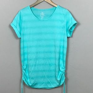 Made for Life sea green ruched cap sleeve top